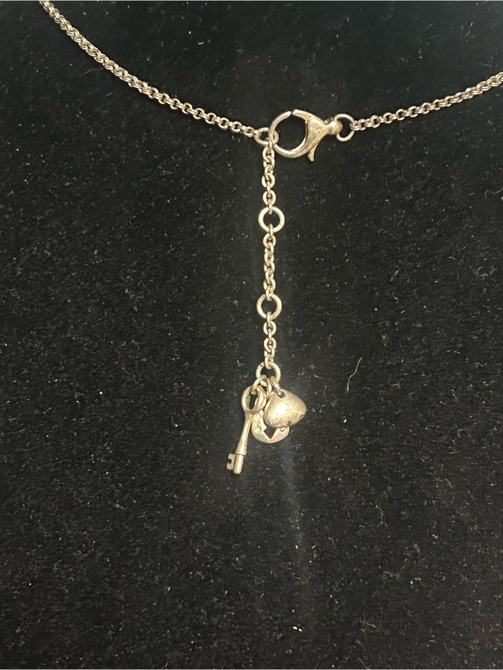 Vintage Fossil Lock and Key Charm Necklace - Picture 4 of 5
